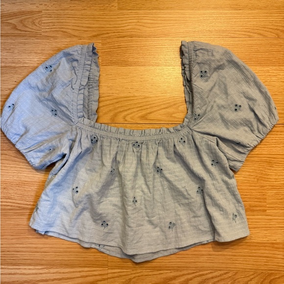 Zara Openwork Eyelet Puff Sleeve Top Size Small - Picture 11 of 11